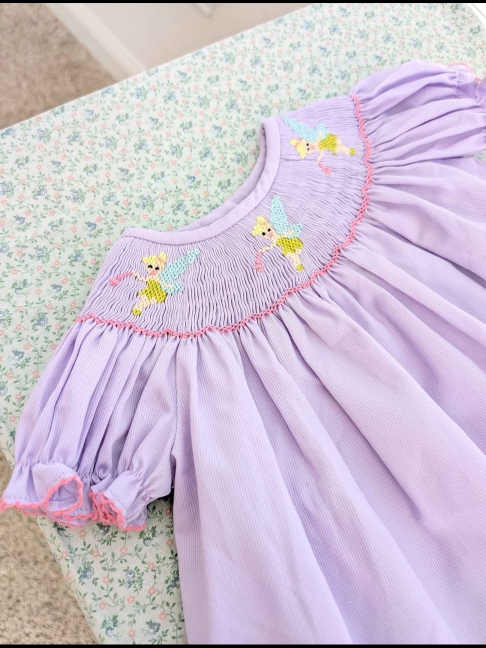 3/6 Mos Smocked Disney Tinkerbell Lavender Dress